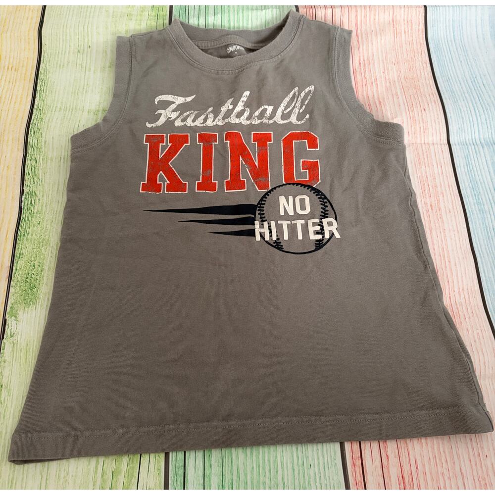 Gymboree Boys Size 7 Gray Tank Top – “Fastball King” Baseball Theme